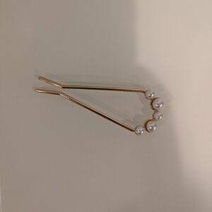 Anthropologie Gold and White Crystal Hair Pins